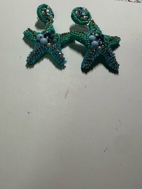 Turquoise Starfish Beaded Earrings
